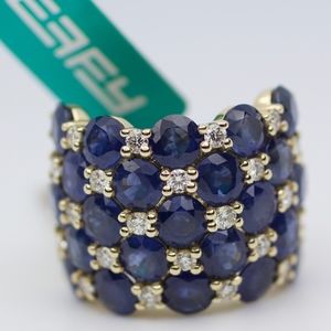 EFFY 14k Yellow Gold Sapphire And Diamond Big Band